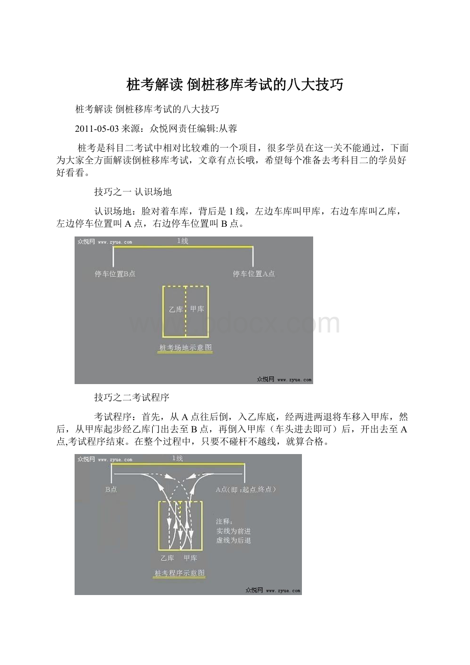 桩考解读 倒桩移库考试的八大技巧Word文档下载推荐.docx