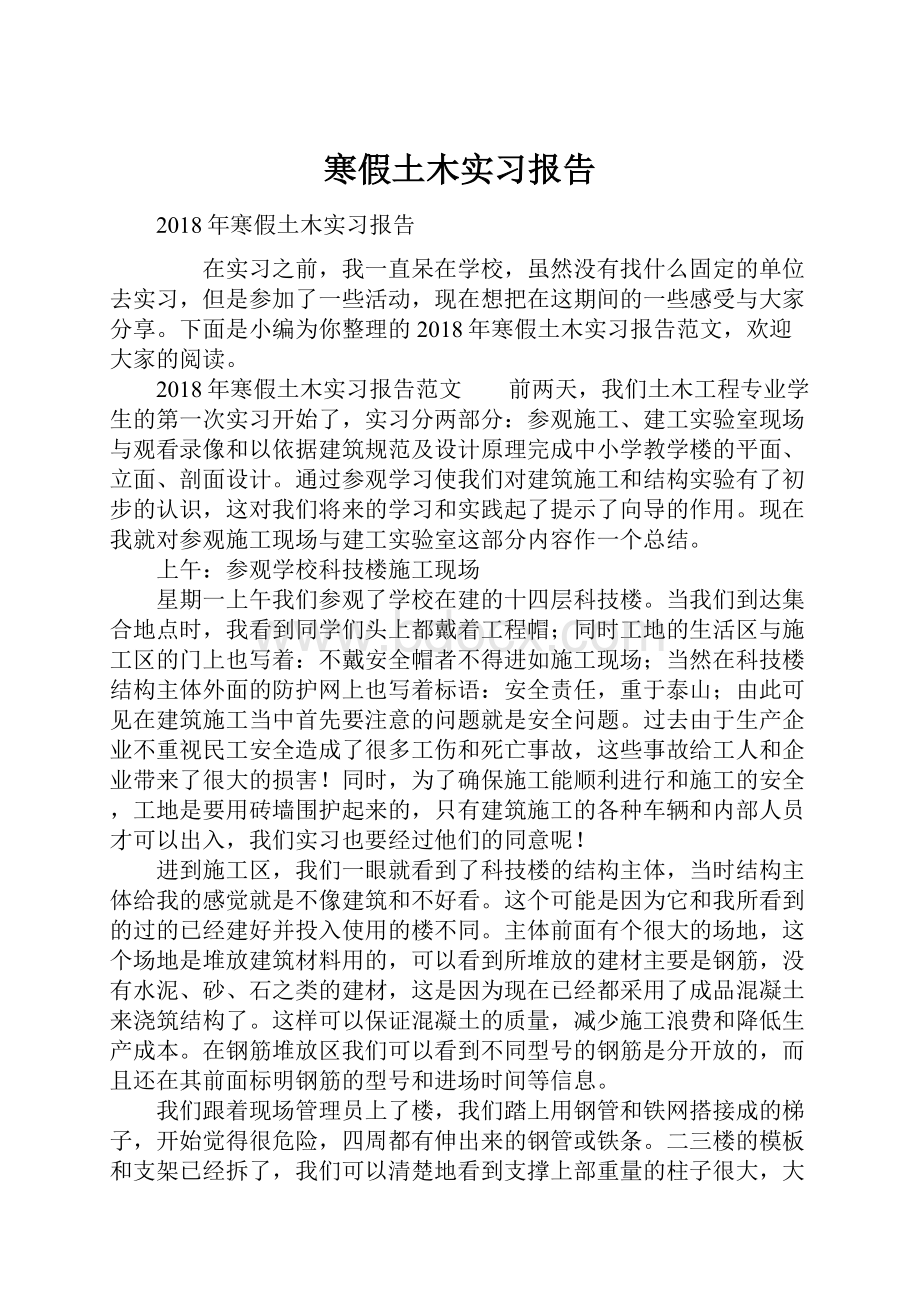 寒假土木实习报告.docx_第1页