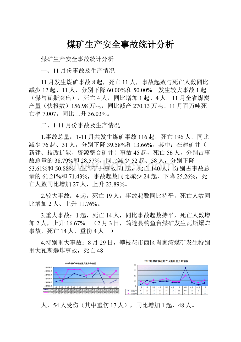 煤矿生产安全事故统计分析Word文件下载.docx