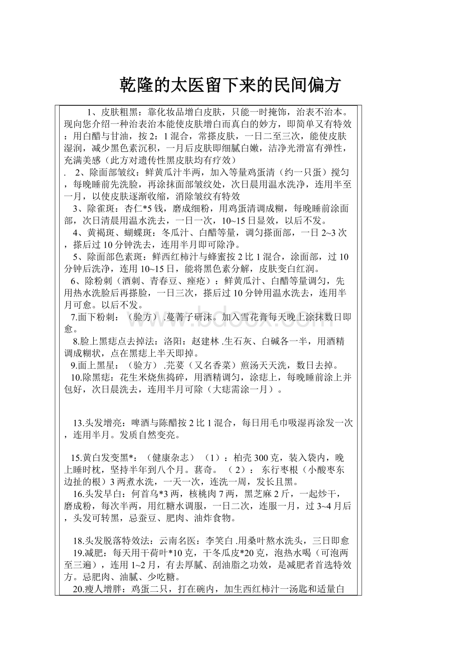 乾隆的太医留下来的民间偏方.docx_第1页