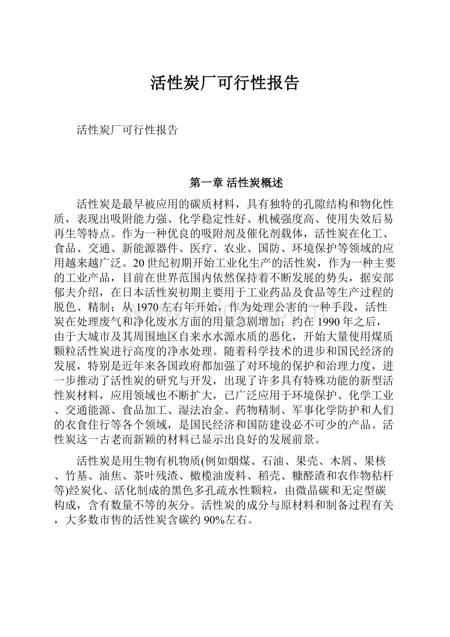 活性炭厂可行性报告.docx_第1页