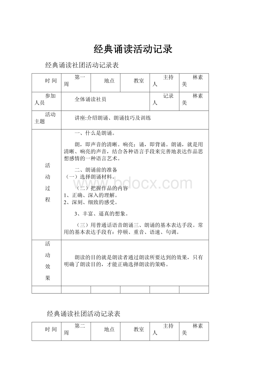 经典诵读活动记录.docx_第1页