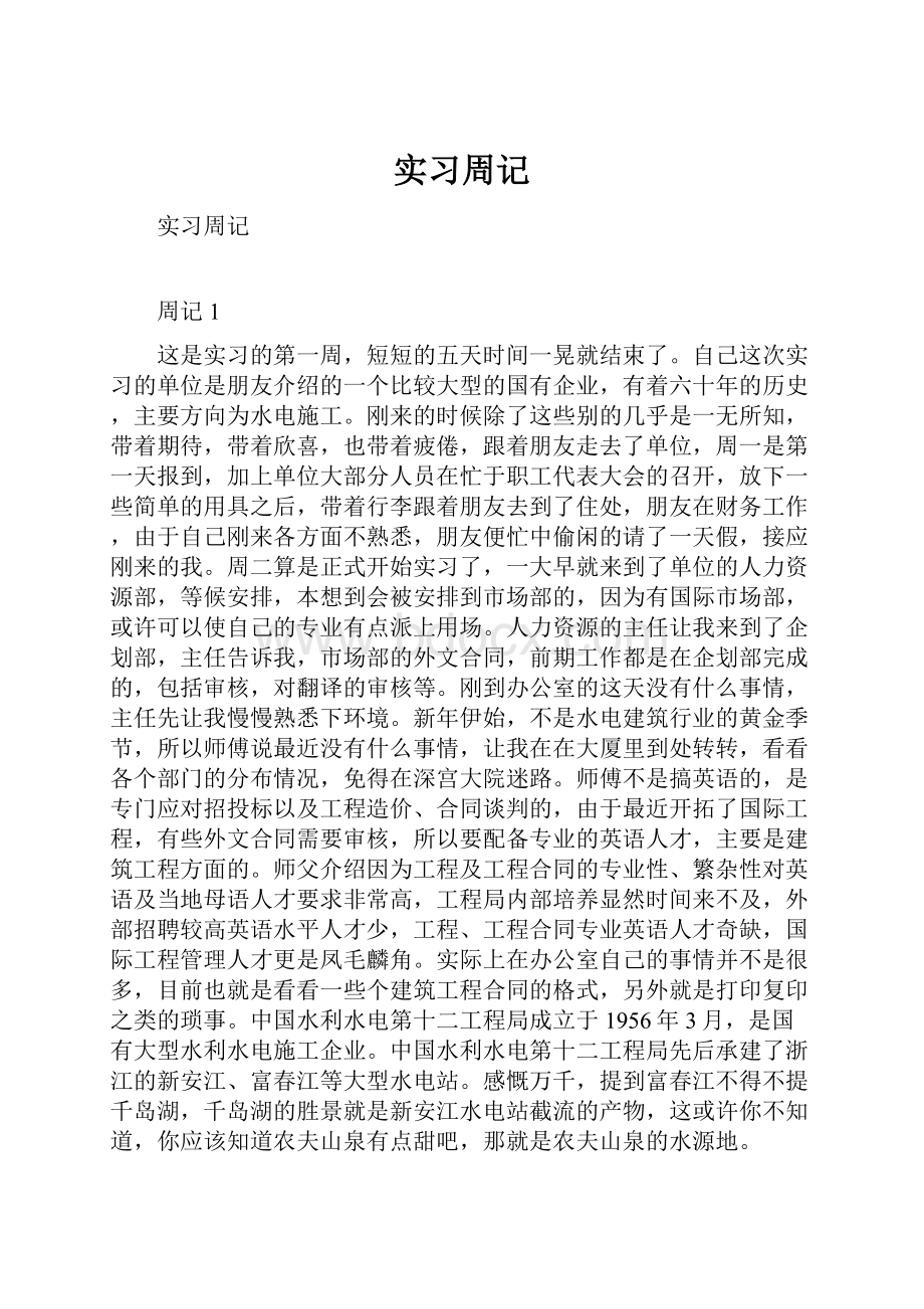 实习周记Word文档格式.docx