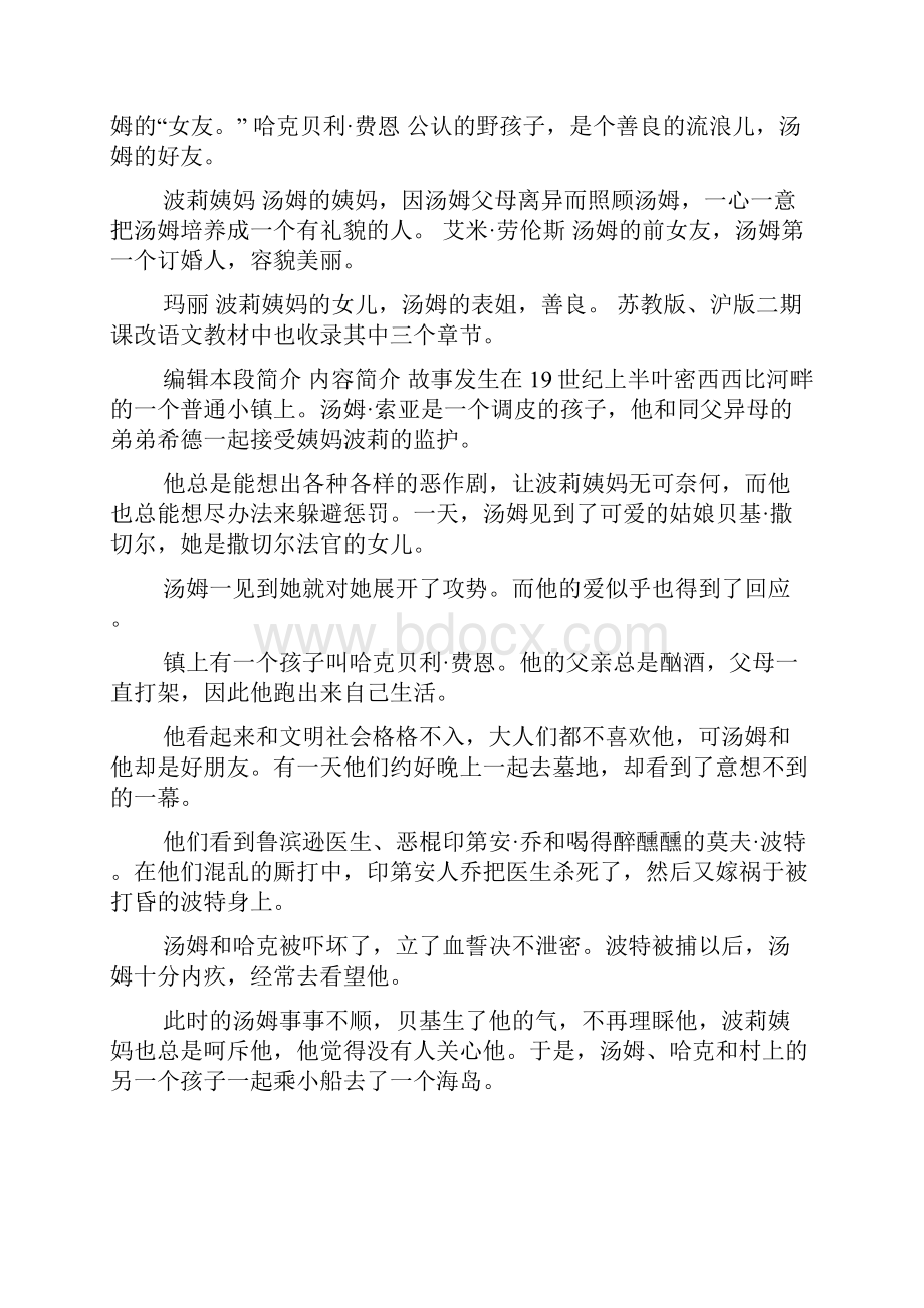 汤姆索亚历险记怎么写作文梗概文档格式.docx_第3页