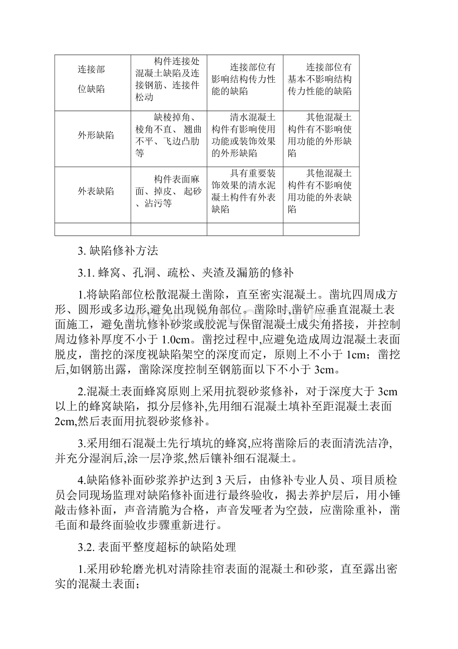 混凝土结构外观质量缺陷修补技术方案.docx_第3页