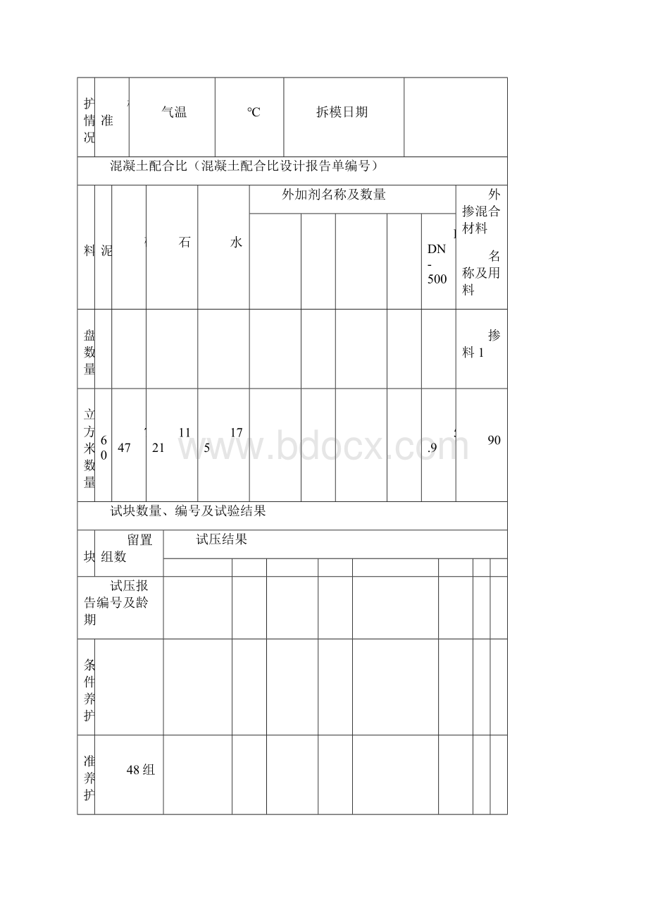 混凝土施工记录Word文档下载推荐.docx_第2页