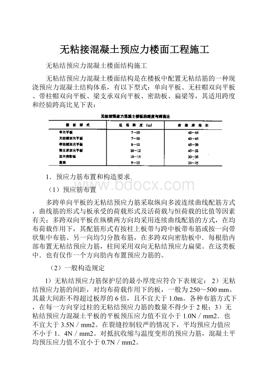 无粘接混凝土预应力楼面工程施工Word文件下载.docx_第1页