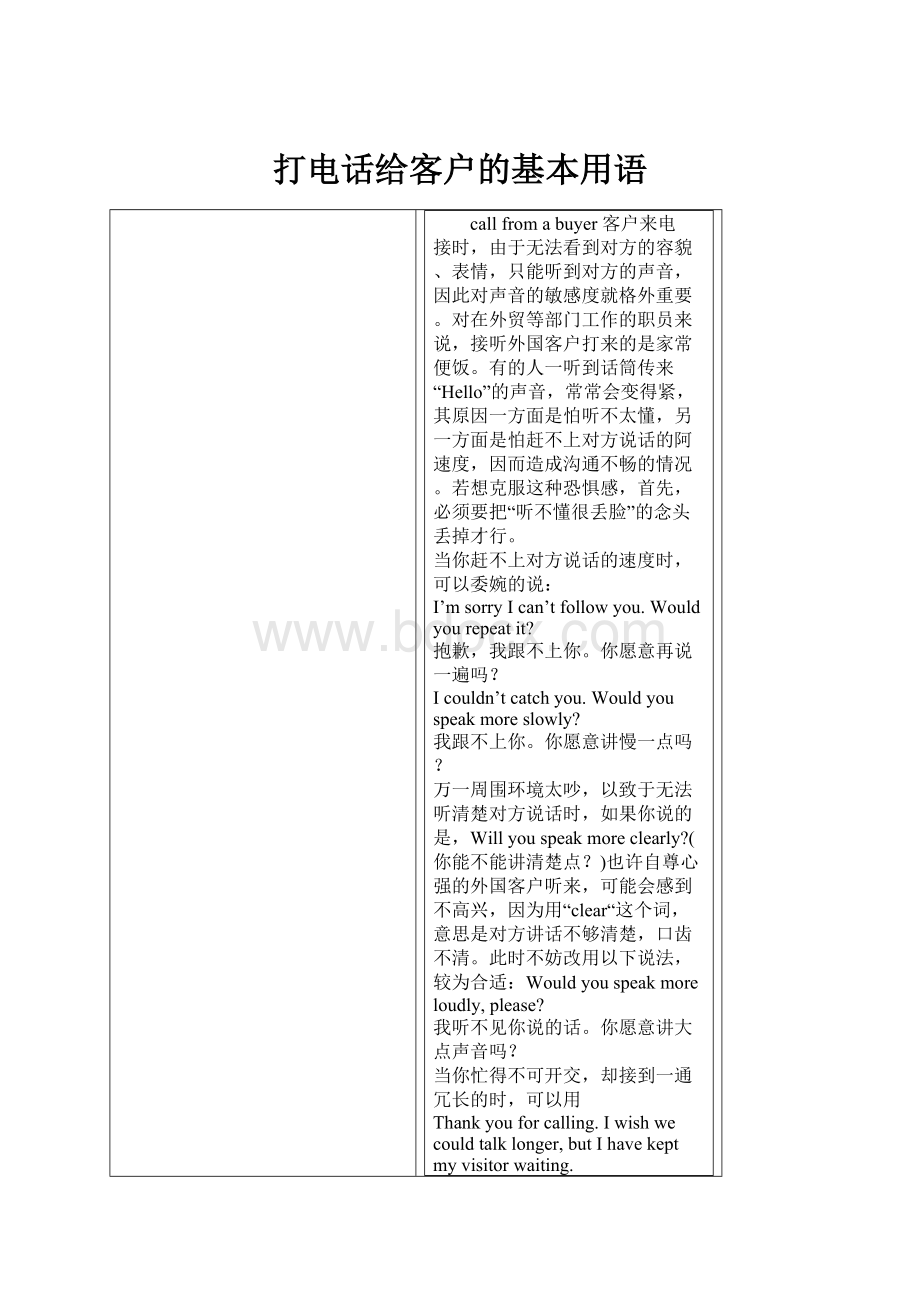 打电话给客户的基本用语Word格式文档下载.docx_第1页