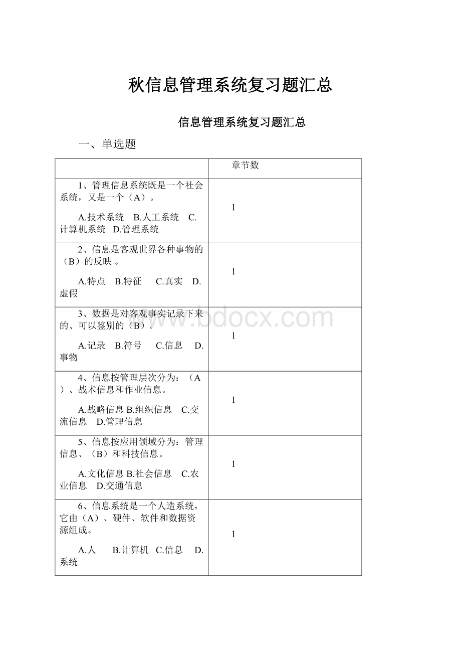 秋信息管理系统复习题汇总文档格式.docx_第1页