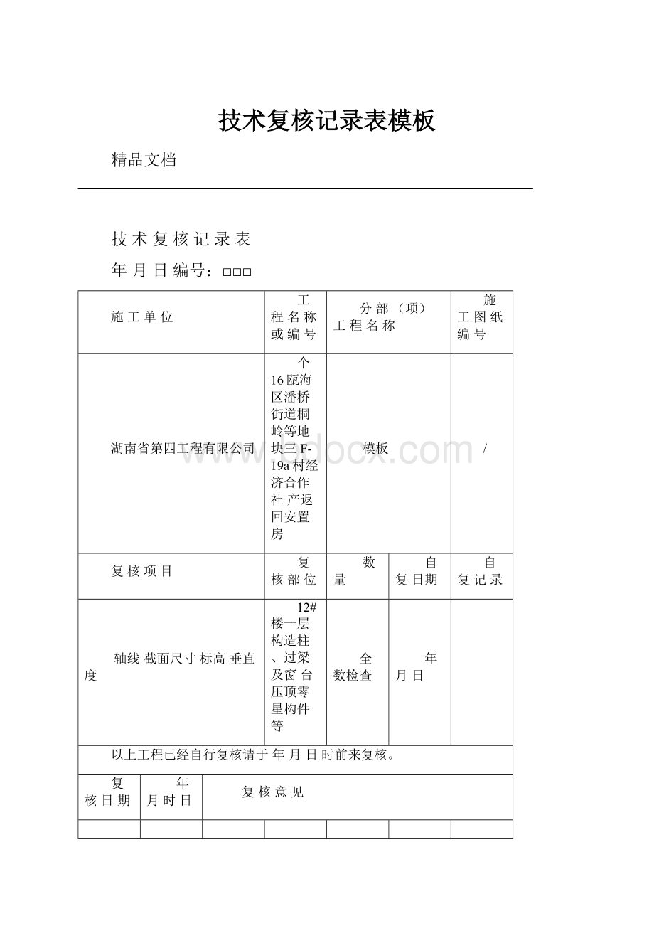 技术复核记录表模板.docx_第1页