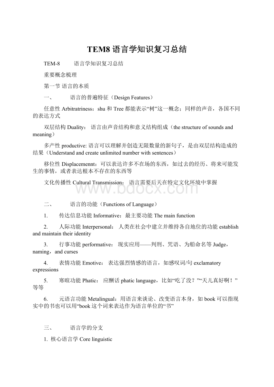 TEM8语言学知识复习总结.docx