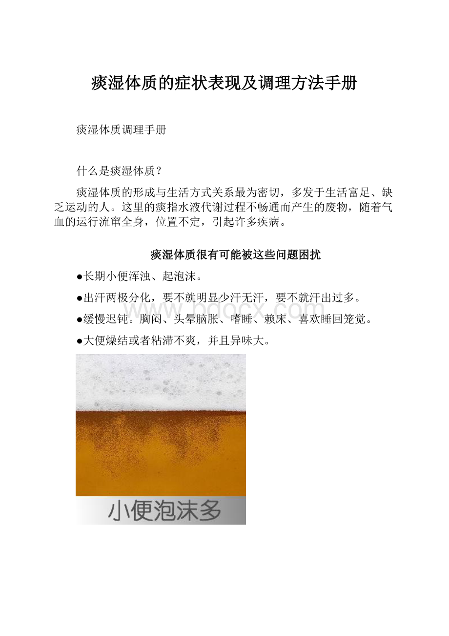 痰湿体质的症状表现及调理方法手册Word文档下载推荐.docx