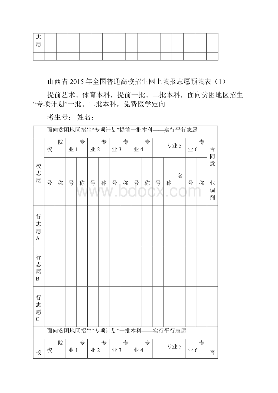 山西省普通高校招生网上填报志愿预填表.docx_第3页