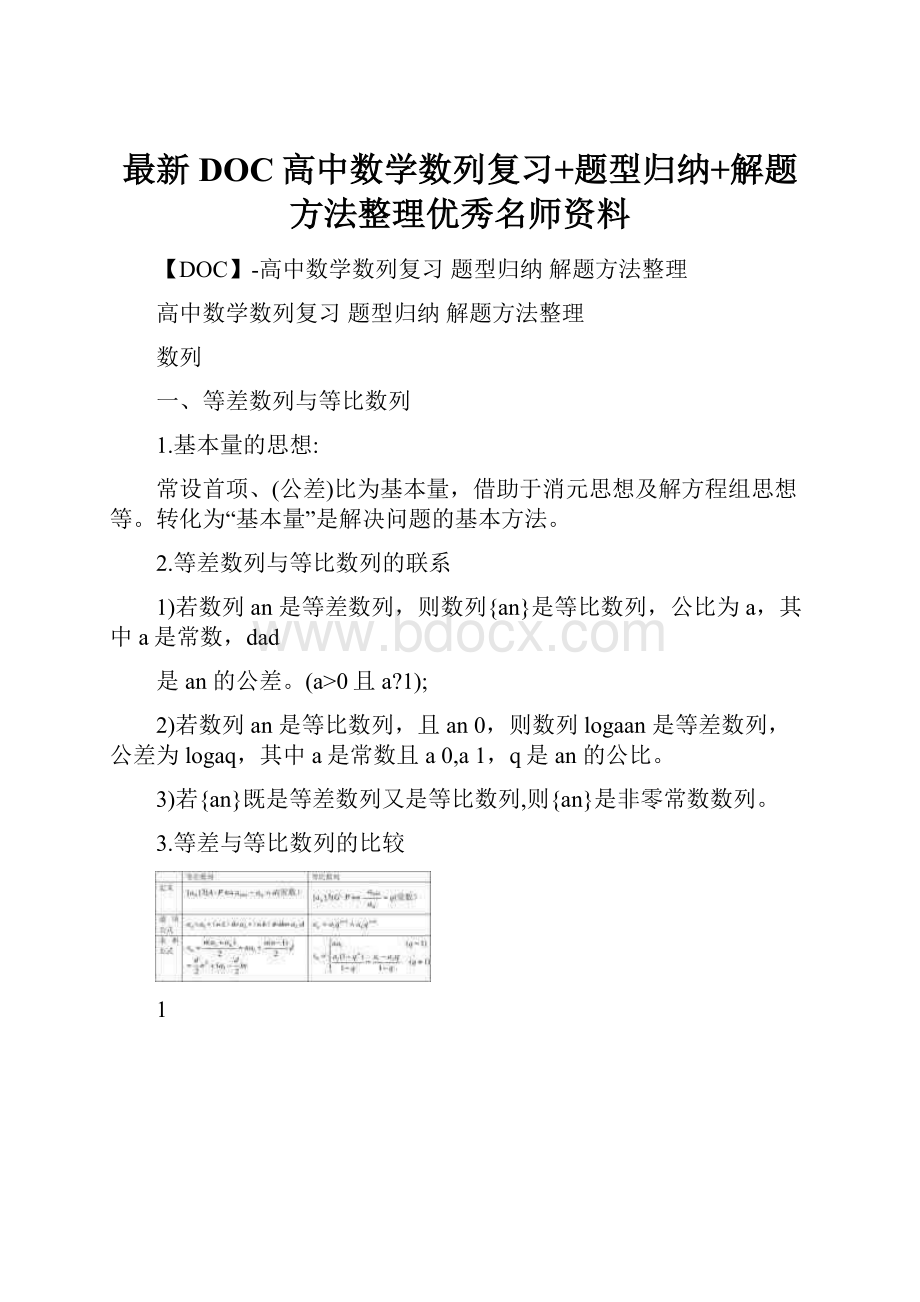 最新DOC高中数学数列复习+题型归纳+解题方法整理优秀名师资料Word格式.docx