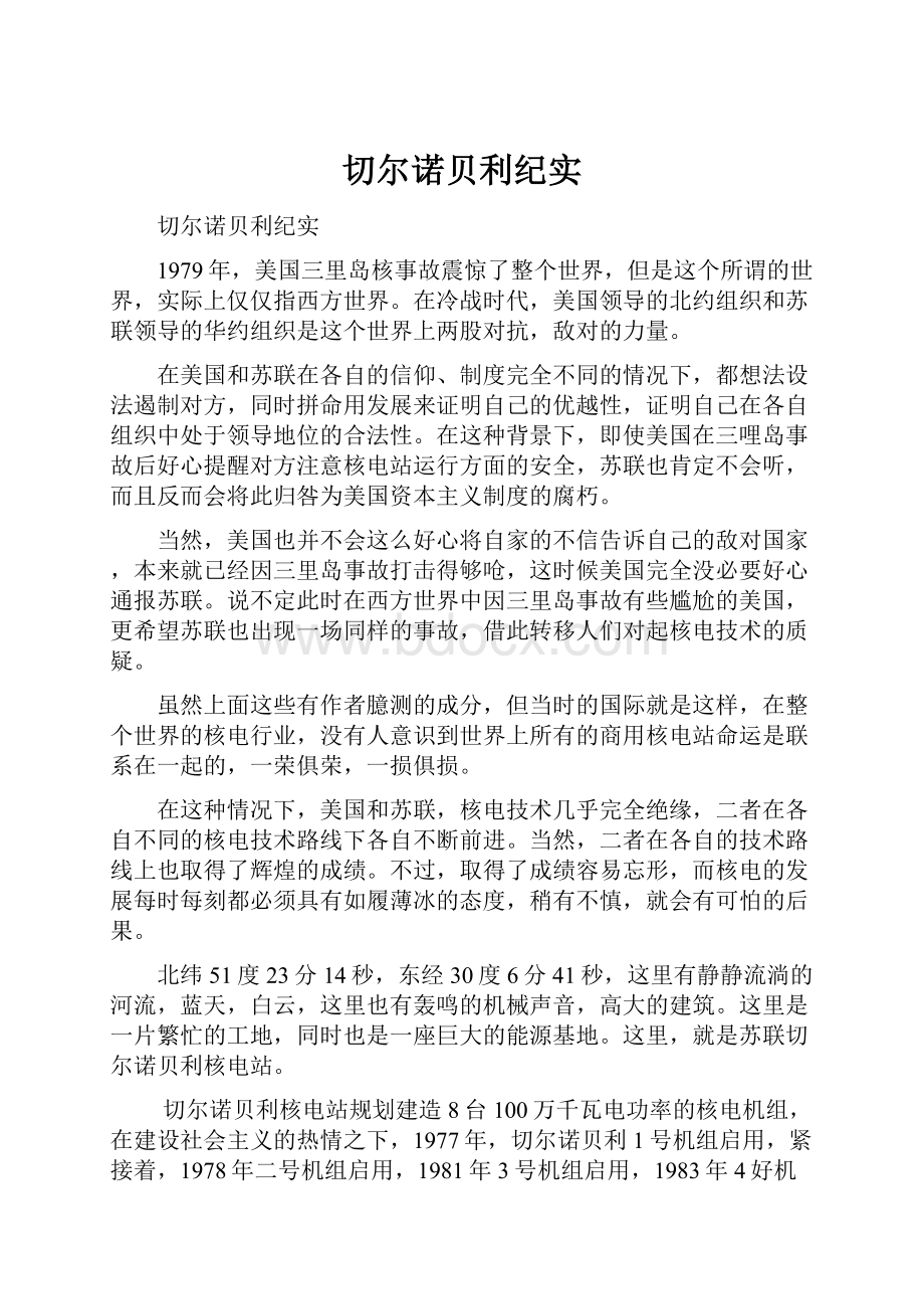 切尔诺贝利纪实Word文件下载.docx