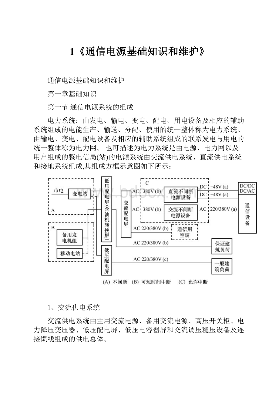 1《通信电源基础知识和维护》Word文档下载推荐.docx