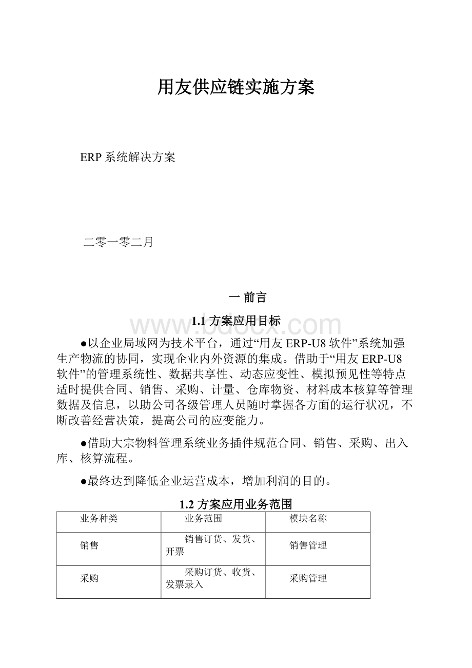 用友供应链实施方案.docx