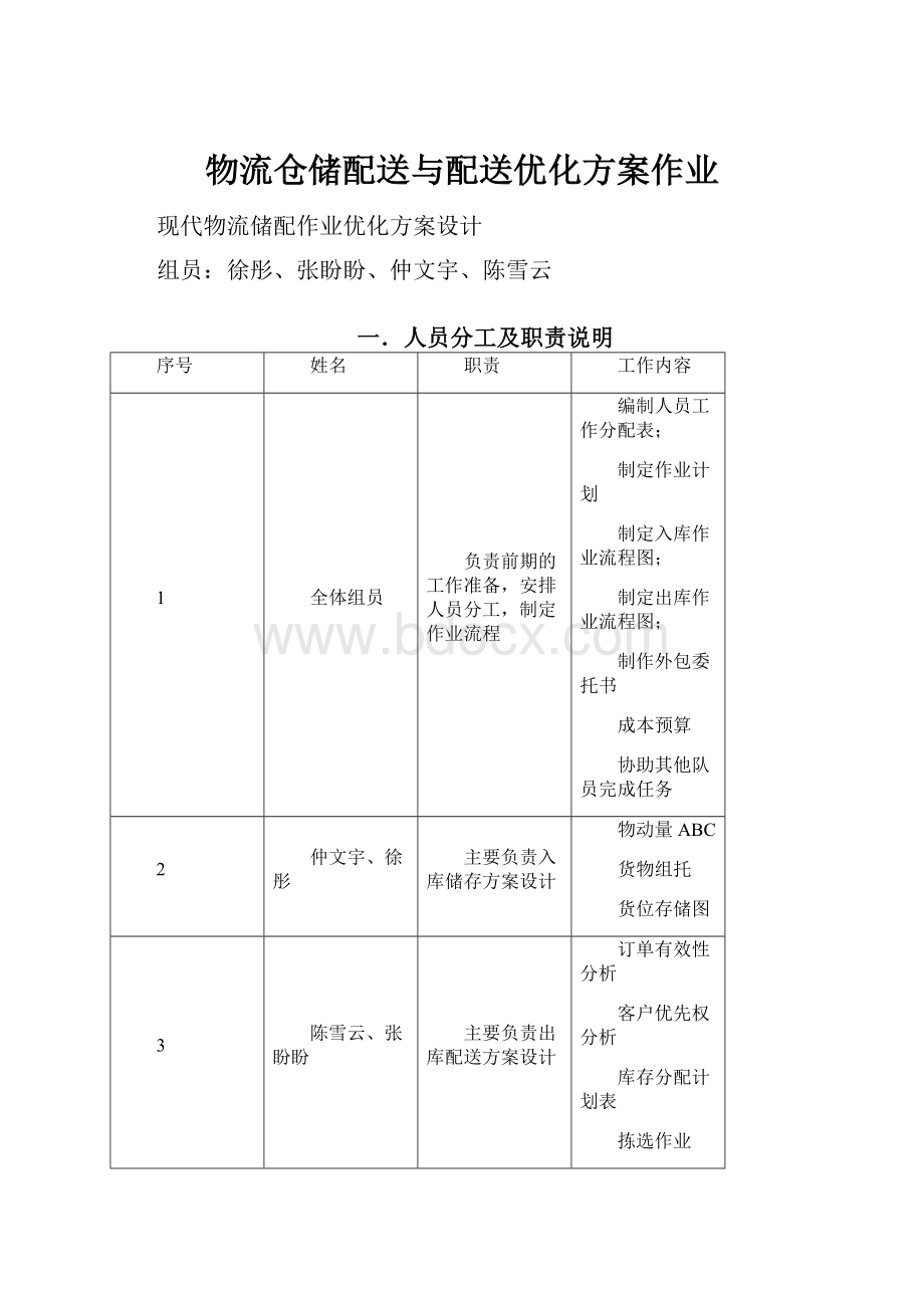 物流仓储配送与配送优化方案作业.docx_第1页