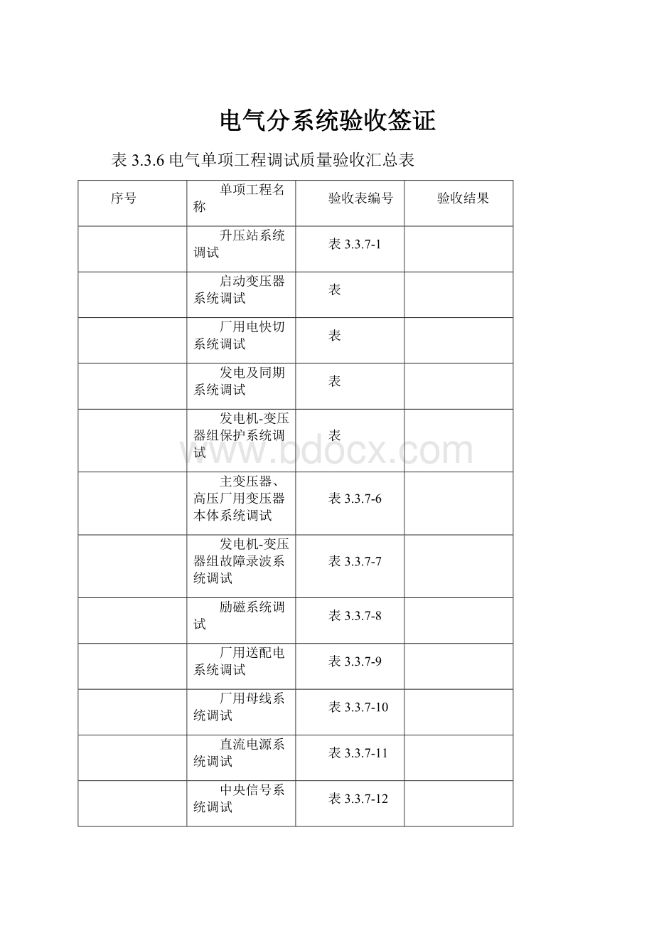 电气分系统验收签证文档格式.docx