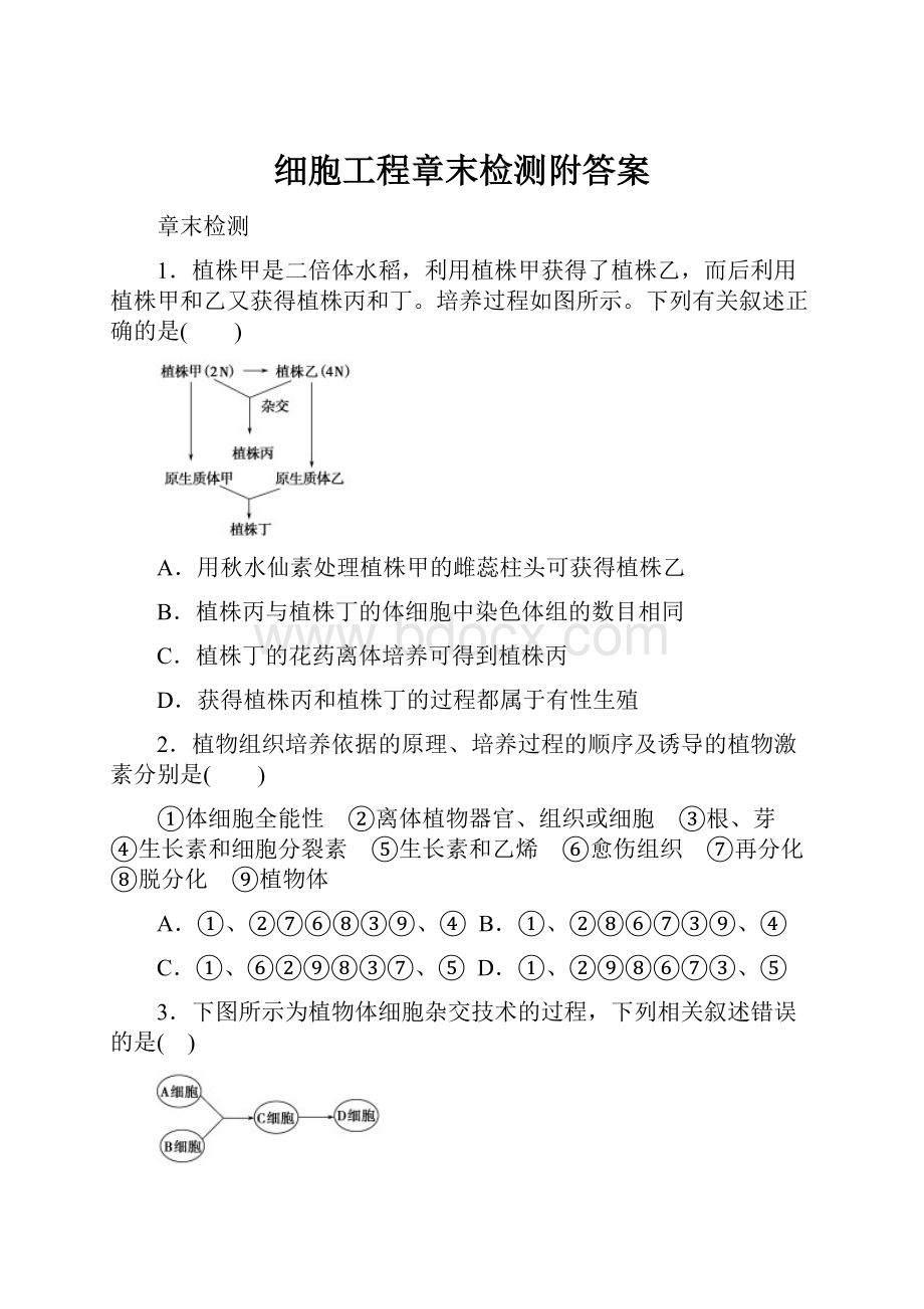 细胞工程章末检测附答案.docx_第1页