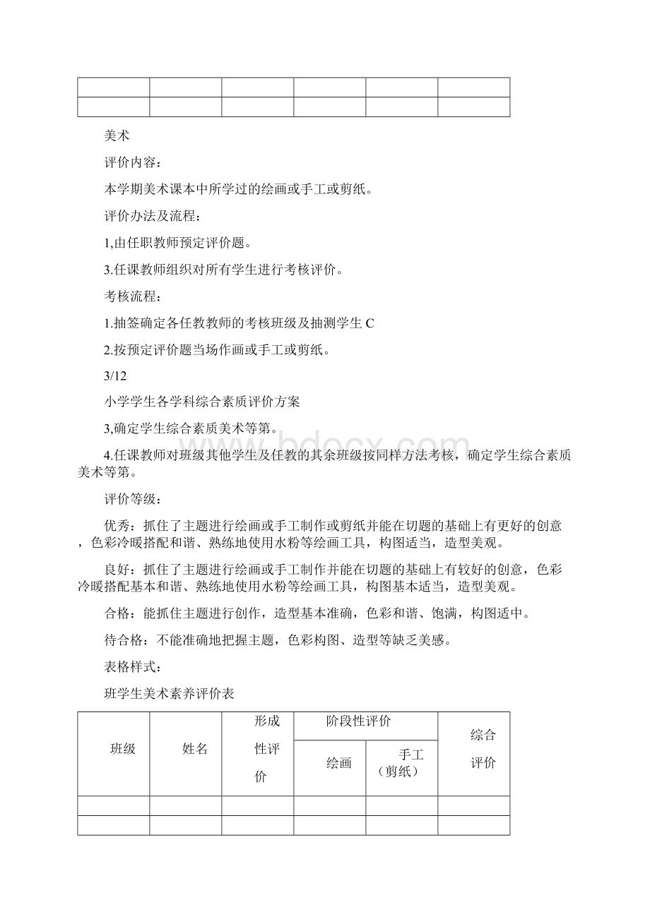 小学学生各学科综合素质评价方案Word文档格式.docx_第3页