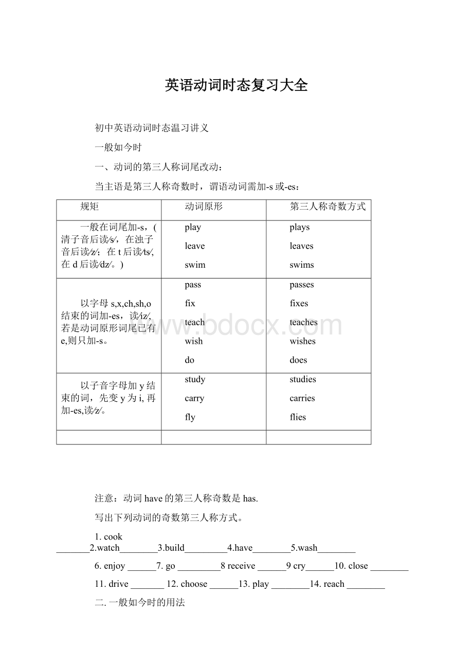 英语动词时态复习大全Word格式.docx_第1页