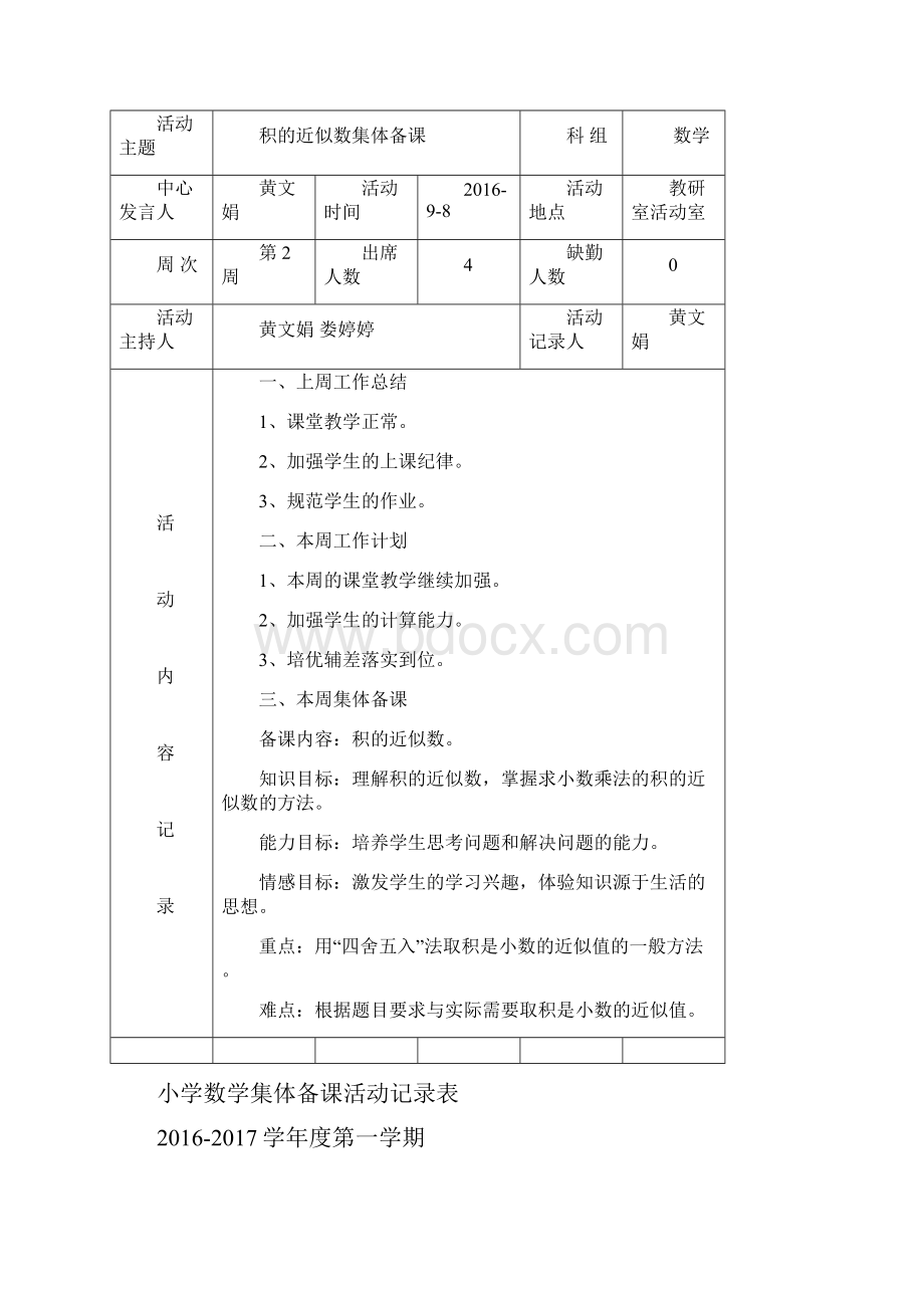 五年级集体备课活动记录表Word文档下载推荐.docx_第2页