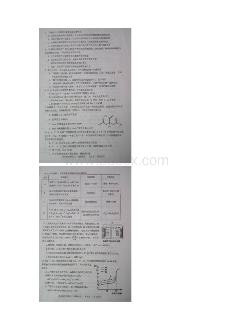 届山东省烟台市高三考前适应性练习二模理综试题图片版.docx_第2页