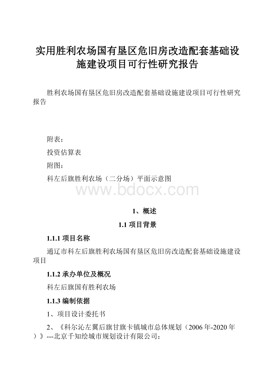 实用胜利农场国有垦区危旧房改造配套基础设施建设项目可行性研究报告.docx