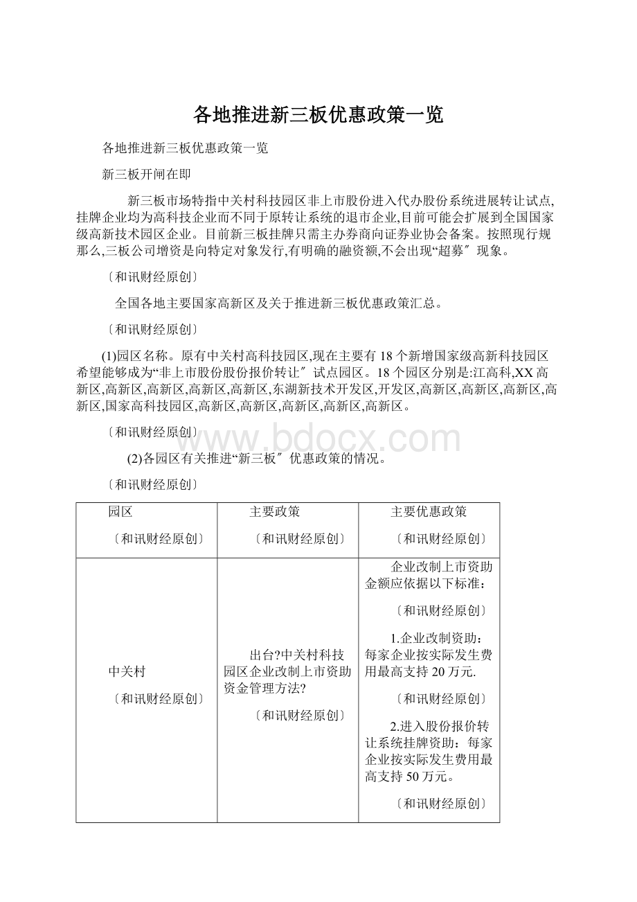 各地推进新三板优惠政策一览.docx_第1页