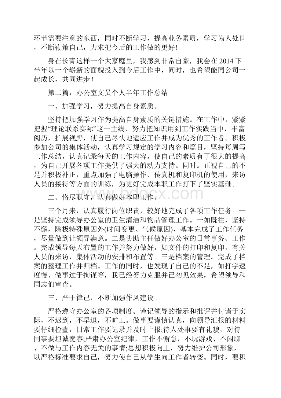 文员半年工作总结.docx_第2页