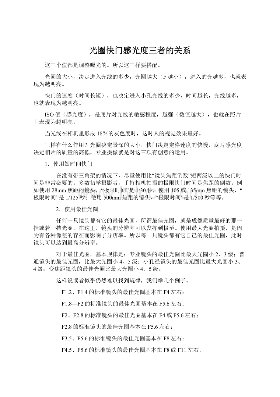 光圈快门感光度三者的关系.docx