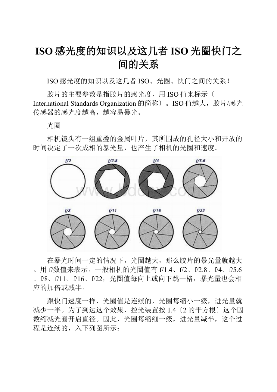 ISO感光度的知识以及这几者ISO光圈快门之间的关系Word格式文档下载.docx_第1页