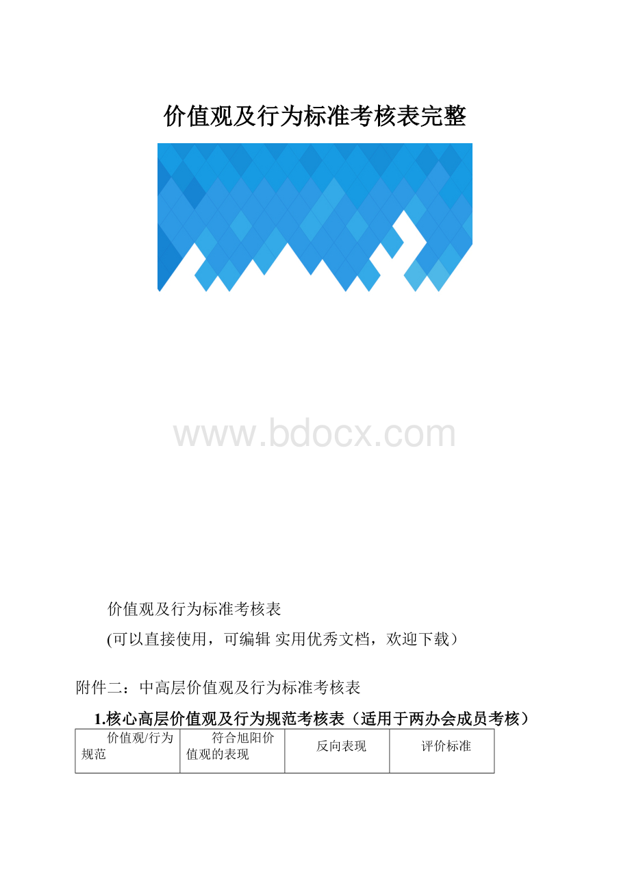 价值观及行为标准考核表完整.docx_第1页