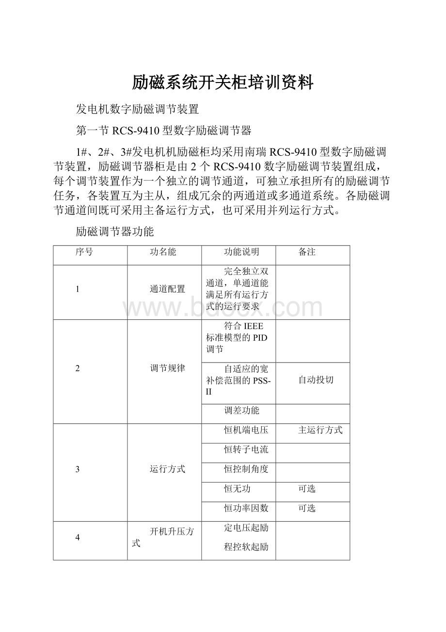 励磁系统开关柜培训资料.docx