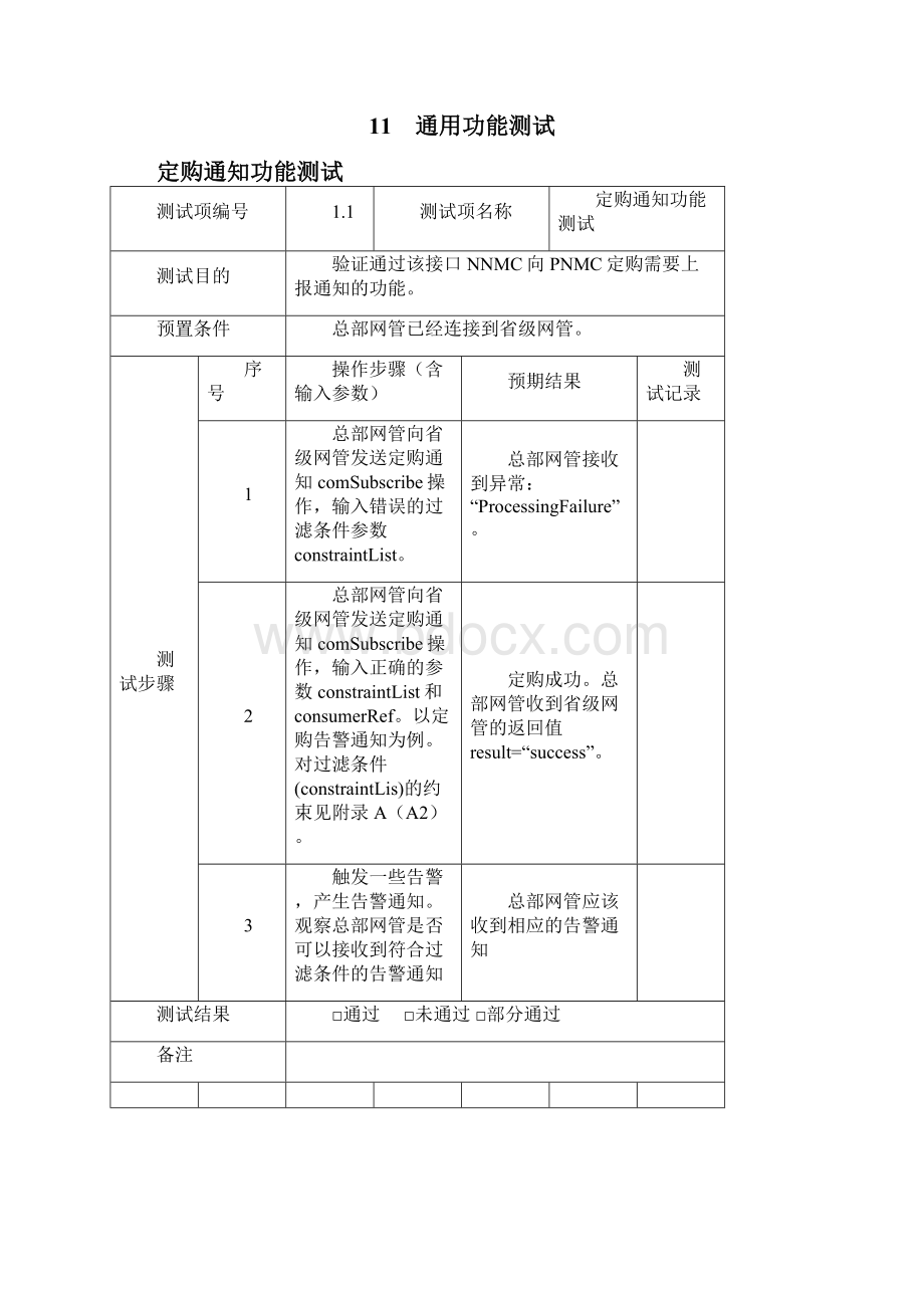 36中国联通传输网网络管理系统技术规范V10 第八分册 部省级接口测试规范Word格式.docx_第3页