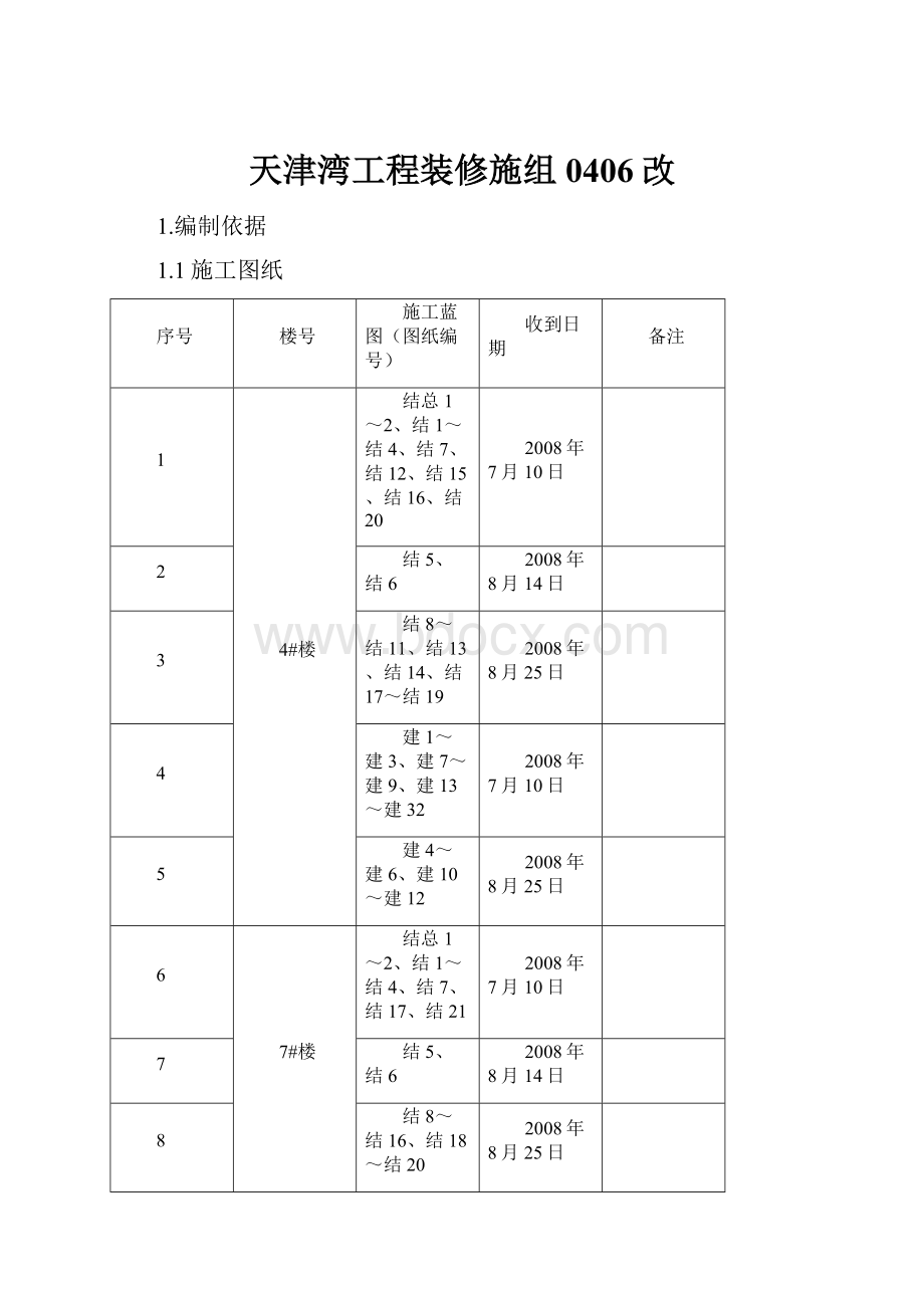 天津湾工程装修施组0406改.docx