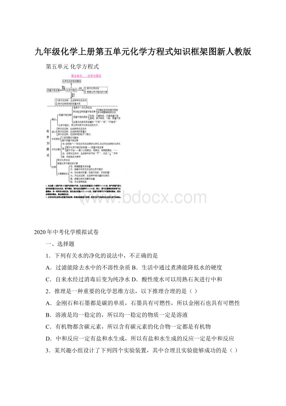 九年级化学上册第五单元化学方程式知识框架图新人教版.docx