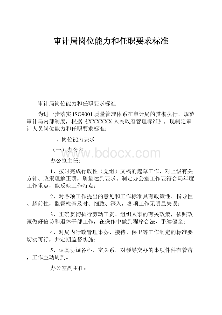 审计局岗位能力和任职要求标准.docx_第1页