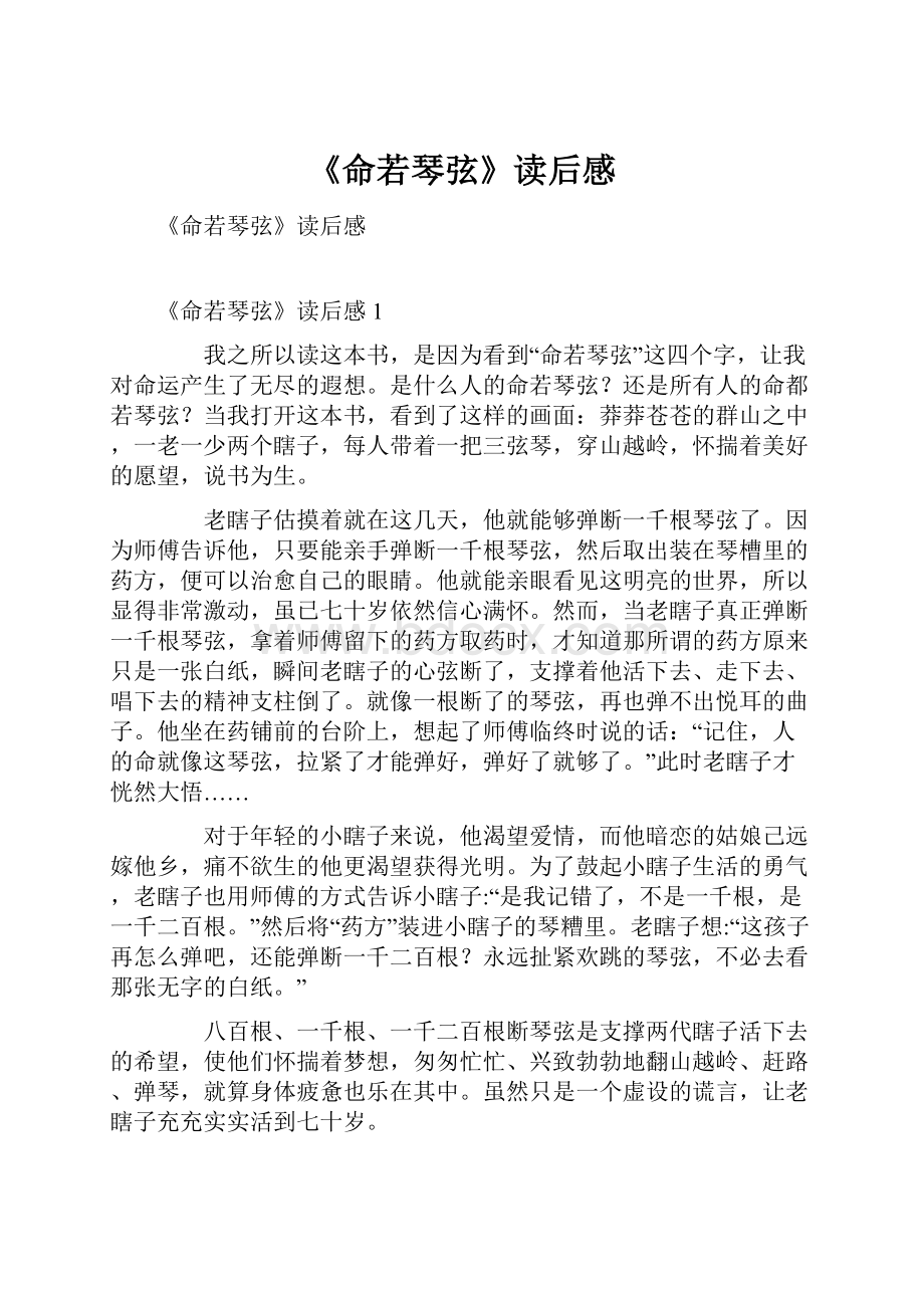 《命若琴弦》读后感Word格式文档下载.docx