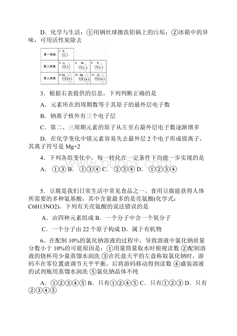 学年第一学期九年级化学期末质量检测1附答案.docx_第2页