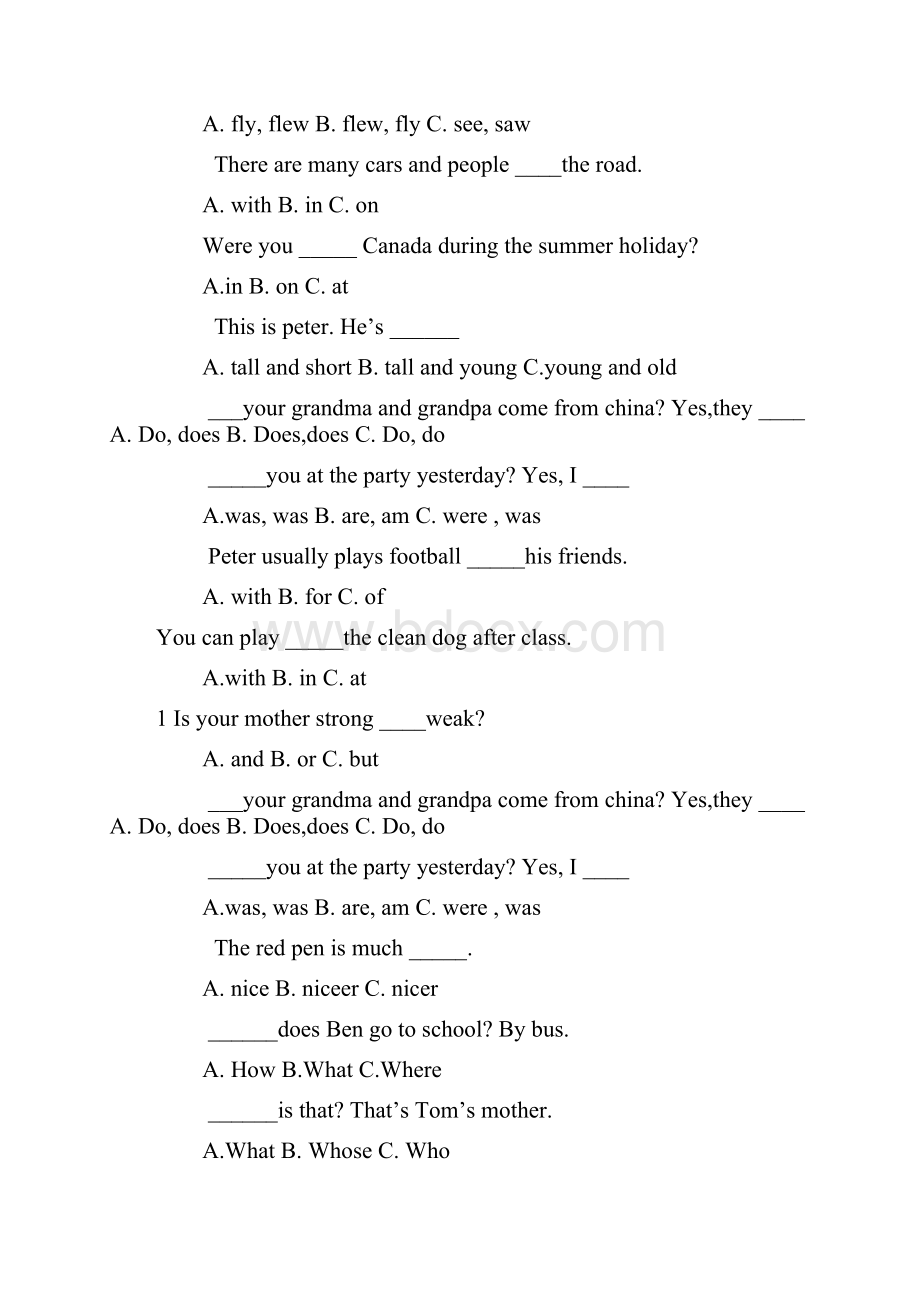 PEP小学英语六年级下册毕业总复习选择题专项练习2文档格式.docx_第2页