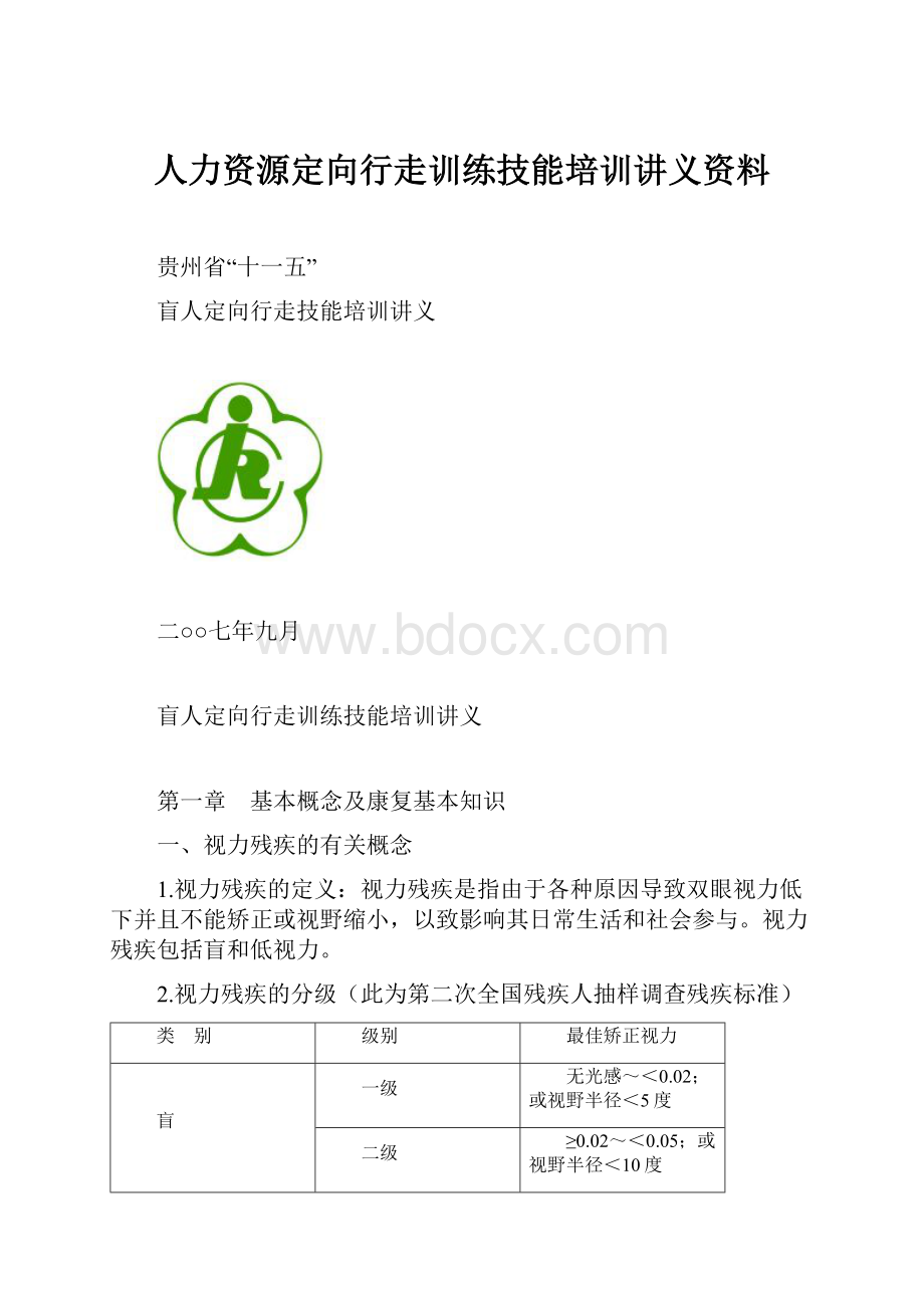 人力资源定向行走训练技能培训讲义资料Word文件下载.docx