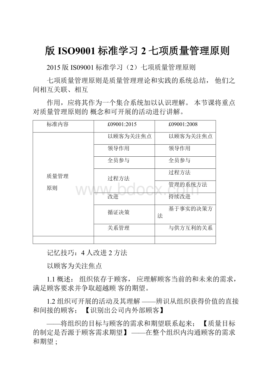 版ISO9001标准学习2七项质量管理原则.docx