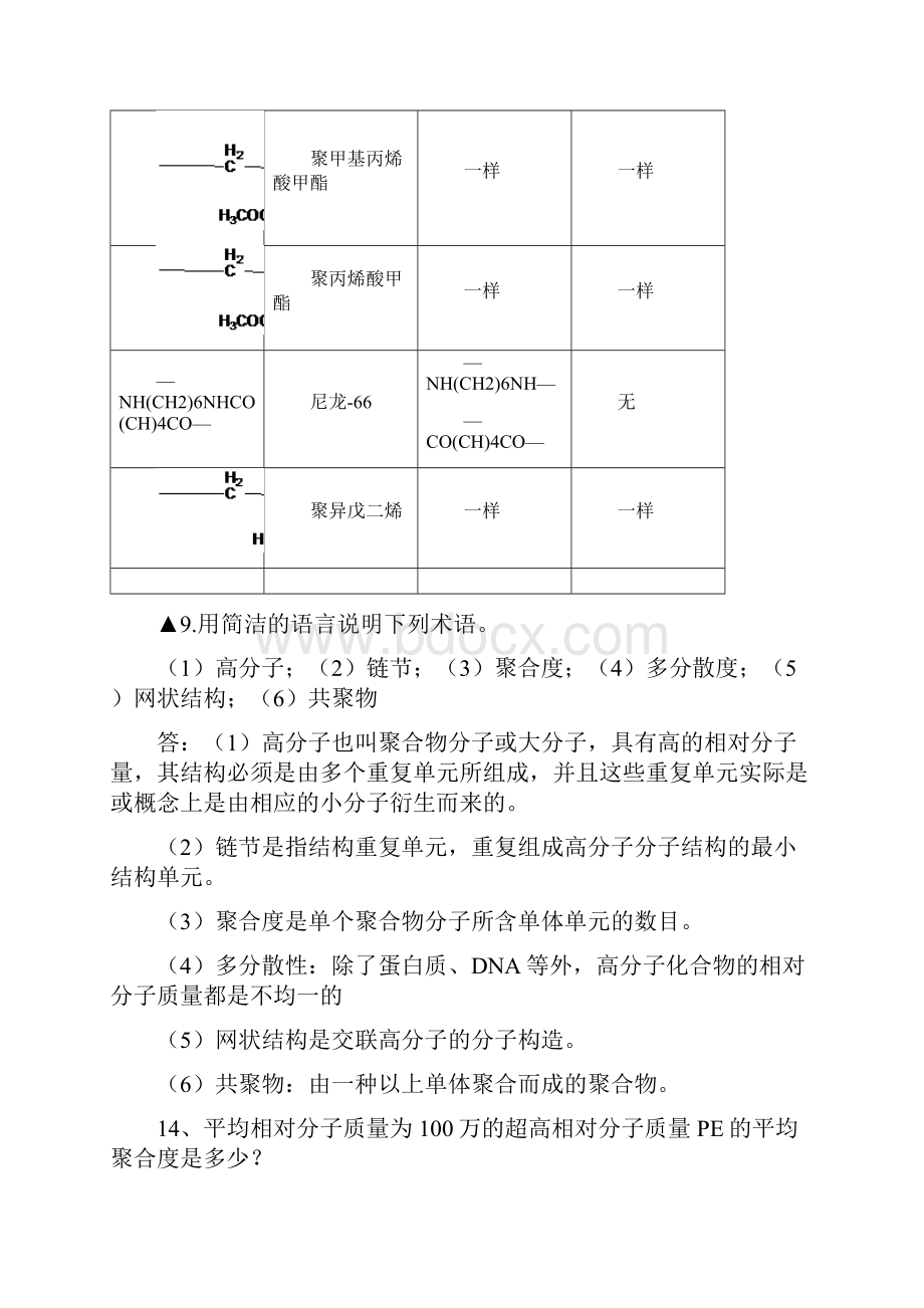 尚择优选最新高分子科学简明教程课后习题及试题答案补充版doc.docx_第2页