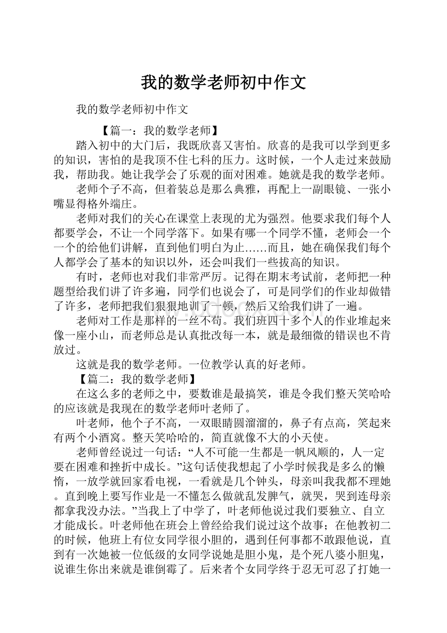 我的数学老师初中作文.docx