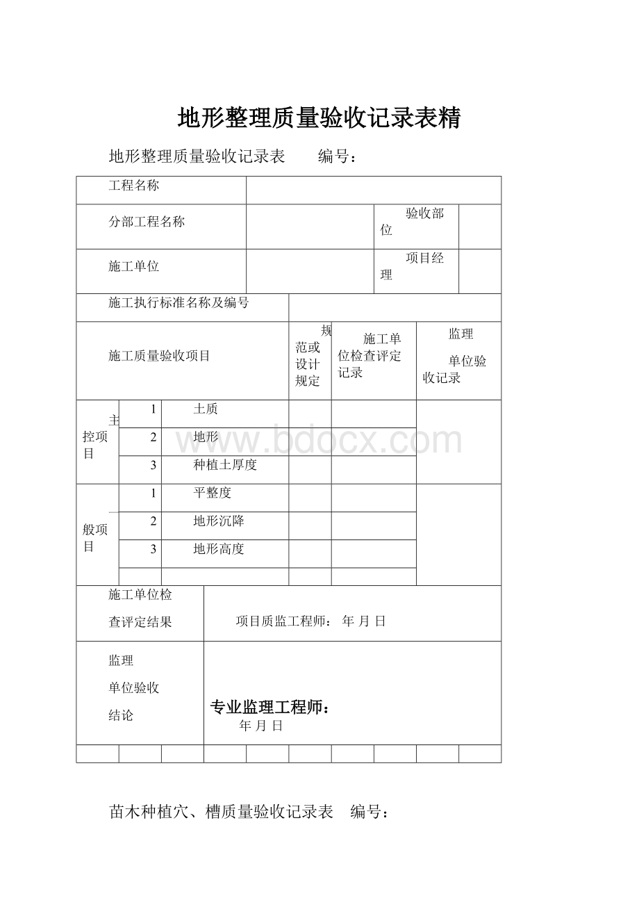 地形整理质量验收记录表精.docx