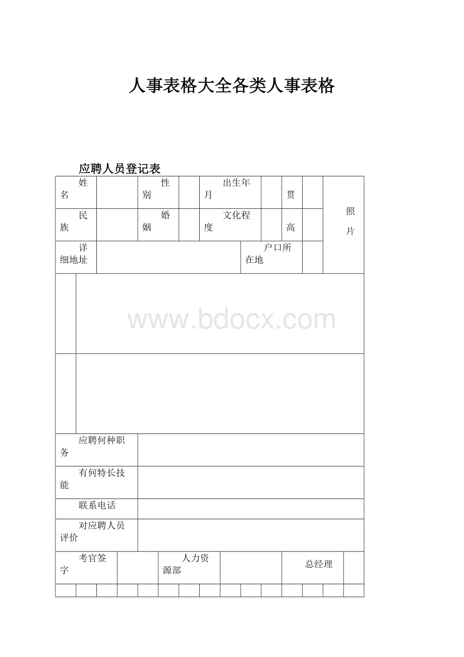 人事表格大全各类人事表格Word文件下载.docx