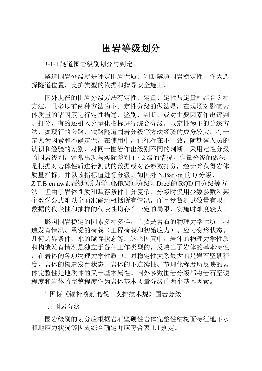 围岩等级划分Word文档下载推荐.docx