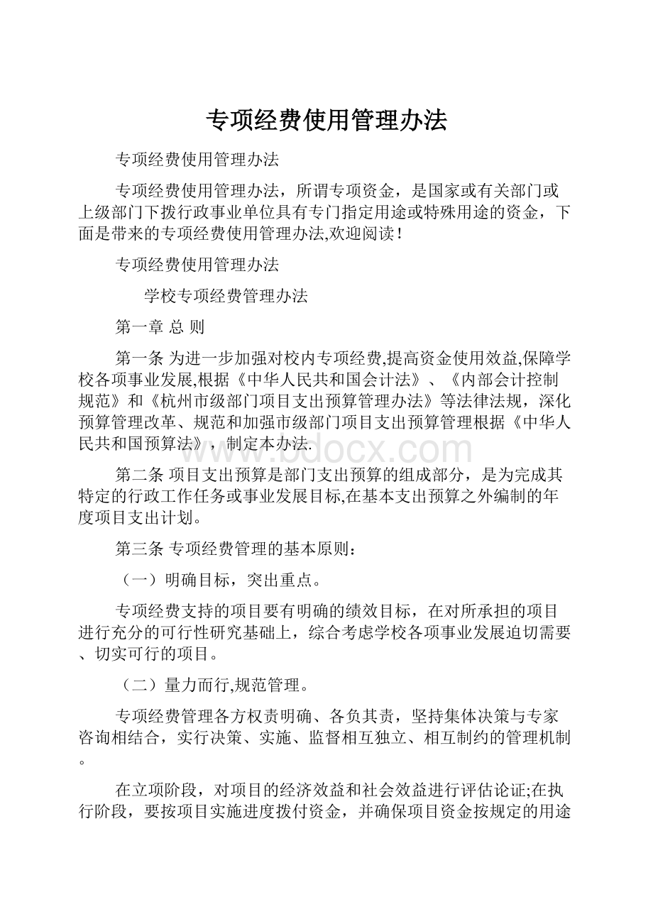 专项经费使用管理办法Word格式.docx